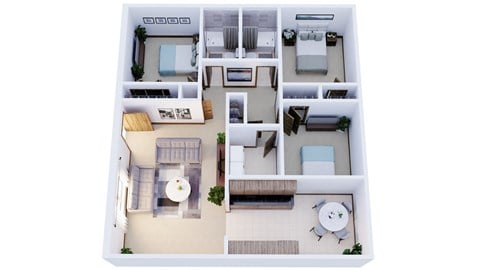 Floor plan for 3 beds, 2 baths, 1200 sqft